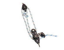 Sailing Pulley Block System 3:1 Ratio, 12mm Blue Fleck Braided Polyester Line, Tied To Block (Not Spliced)