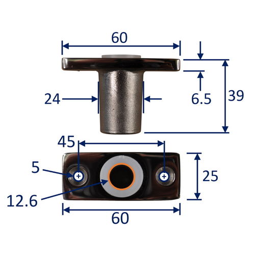 product image for Oarlock / Rowlock Socket, In Stainless Steel, Top Mounted (Pair)