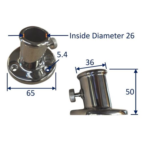product image for Flag pole holder, stainless steel deck bracket for flag-pole mounting