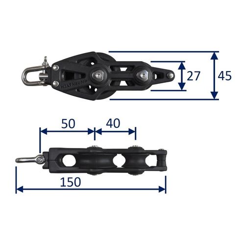 product image for Sailing Pulley Block, Holt Plain Block 45 With Violin & Swivel & Becket