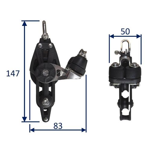 product image for Sailing Pulley Block, Holt Plain Block 45 With Violin, Cam Cleat & Becket