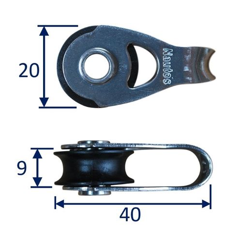 product image for Small fixed pulley block with 20mm sheath, and roller bearings