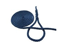 Boat Mooring Rope, Polyester 3-Strand Navy Blue, 16mm Diameter