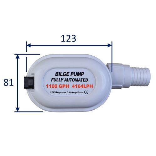 product image for Automatic Bilge Pump, 1100 Gallons Per Hour, 12V, Submersible