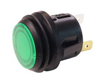 Waterproof 12V/24V Push Switch 10Amp Current Capacity, With Green LED Illumination