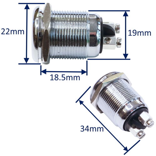 product image for Stainless Steel Momentary Push Switch 20Amp Current Capacity With Screw Terminals