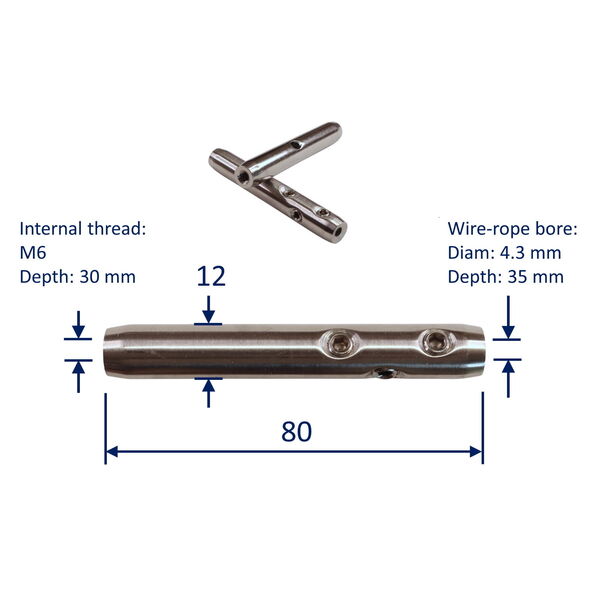 Wire Rope End Fitting, Grub-Screw Securing / Female Metric Thread