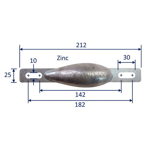 product image for Zinc Sacrificial Anode, Water-Drop Shape, Smooth Moulded Shape For Less Drag, 500g