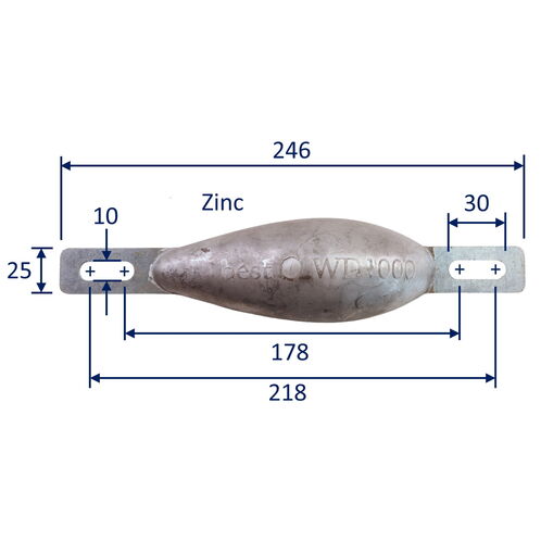 product image for Zinc Sacrificial Anode, Water-Drop Shape, Smooth Moulded Shape For Less Drag, 1Kg