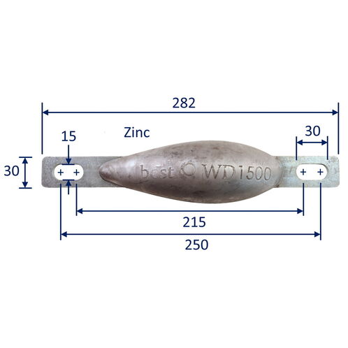 product image for Zinc Sacrificial Anode, Water-Drop Shape, Smooth Moulded Shape For Less Drag, 1.5Kg