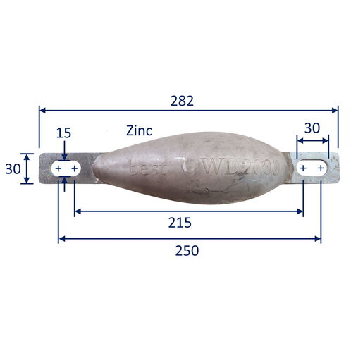 product image for Zinc Sacrificial Anode, Water-Drop Shape, Smooth Moulded Shape For Less Drag, 2Kg
