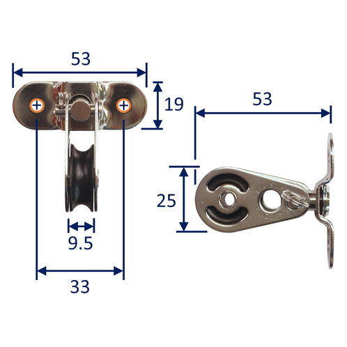 product image for Stainless Steel Small Pulley Block, With Screw Mounting Plate And Swivel