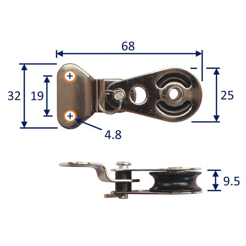 product image for Stainless Steel Small Pulley Block, With Screw Mounting Plate