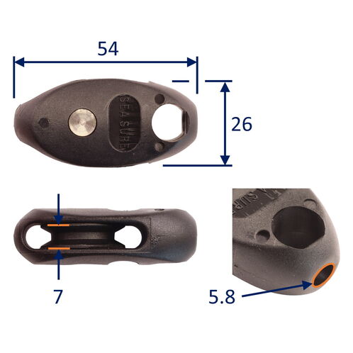 product image for Dinghy Sailing Shuttle Block / Tie-On Block For Line Size Up To 7mm