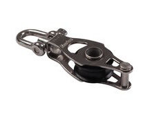Single Swivel Pulley Block With Becket & 20mm Sheave, 316 Stainless Side Plates, Miniox