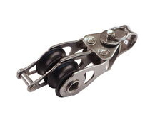 Double Fixed Pulley Block With Becket & 20mm Sheave, 316 Stainless Side Plates, Miniox