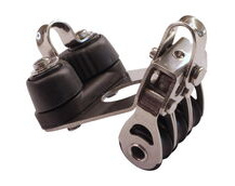 Triple Fixed Pulley Block With Cam Cleat & 20mm Sheave, 316 Stainless Side Plates, Miniox