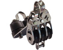Triple Fixed Pulley Block With Cam Cleat & Becket, 316 Stainless Side Plates, Miniox