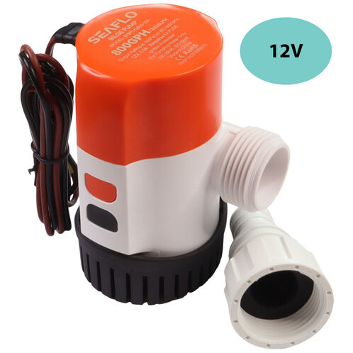 product image for 12V SEAFLO 800 GPH Electric Bilge Pump With Modular Quick Connect and Non-Return Valve