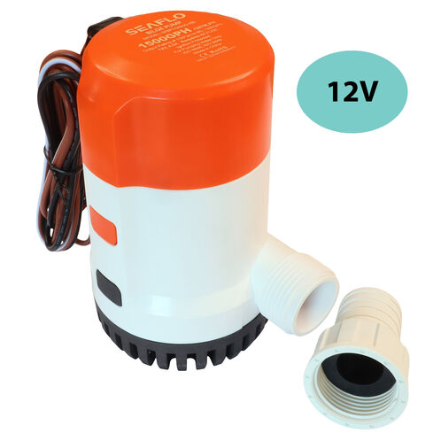 product image for SEAFLO 1500 GPH Automatic Water Level Sensing Electric Bilge Pump / Submersible Pump / 12Volt Bilge Pump. Boat Bilge Pump With Non-Return Valve