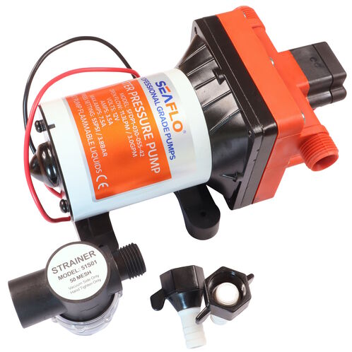 product image for SEAFLO Water Pressure Pump- 42 Series, 12 Volts, 4-Chamber Diaphragm Pump, Adjustable Pressure Switch