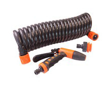 SEAFLO Hosecoil Washdown System, Consists of a UV-Protected 6.5m Coiled 1/3inch Diameter Hose, Spray Nozzle and Adaptor