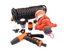 SEAFLO Wash Down Pump Kit, Consists of a UV-Protected 6.5m Coiled 1/3inch Diameter Hose, Trigger Spray Gun with Quick Connect, High Pressure 3.0GPM Pump, 12 Volts