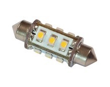 Festoon LED Bulb, SV8.5 Fitting, Warm White, 90 Lumen, 8W, 10-30V DC.  12 LED, 37mm Length