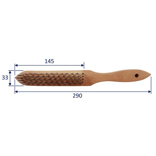 product image for Wire Brush With 4 Rows Of Hardened Steel Bristles & Wooden Handle, Length 290mm
