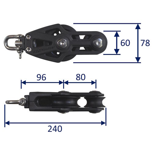 product image for Sailing Pulley Block, Holt Nautos Plain Block 80 With Violin.