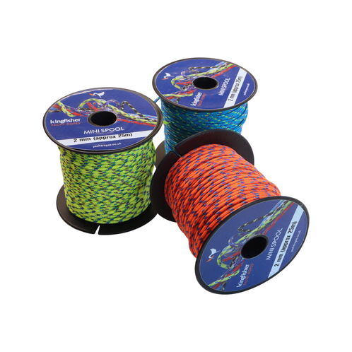 product image for Polyester Braided 25-Metre Mini Spools, 2mm Diameter, In a Range Of Colour Combinations