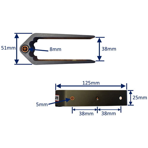 product image for Rudder Bottom Gudgeon Mounting With 3 Attachment Holes, 38mm Grip, Including Replaceable Carbon Bush
