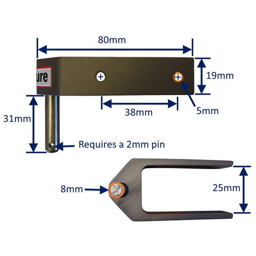 product image for Rudder Top Pintle Mounting With 2 Attachment Holes, 25mm Grip, Including 316 Stainless Steel Pin