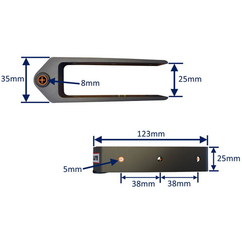 product image for Rudder Bottom Gudgeon Mounting With 3 Attachment Holes, 25mm Grip, Including Replaceable Carbon Bush